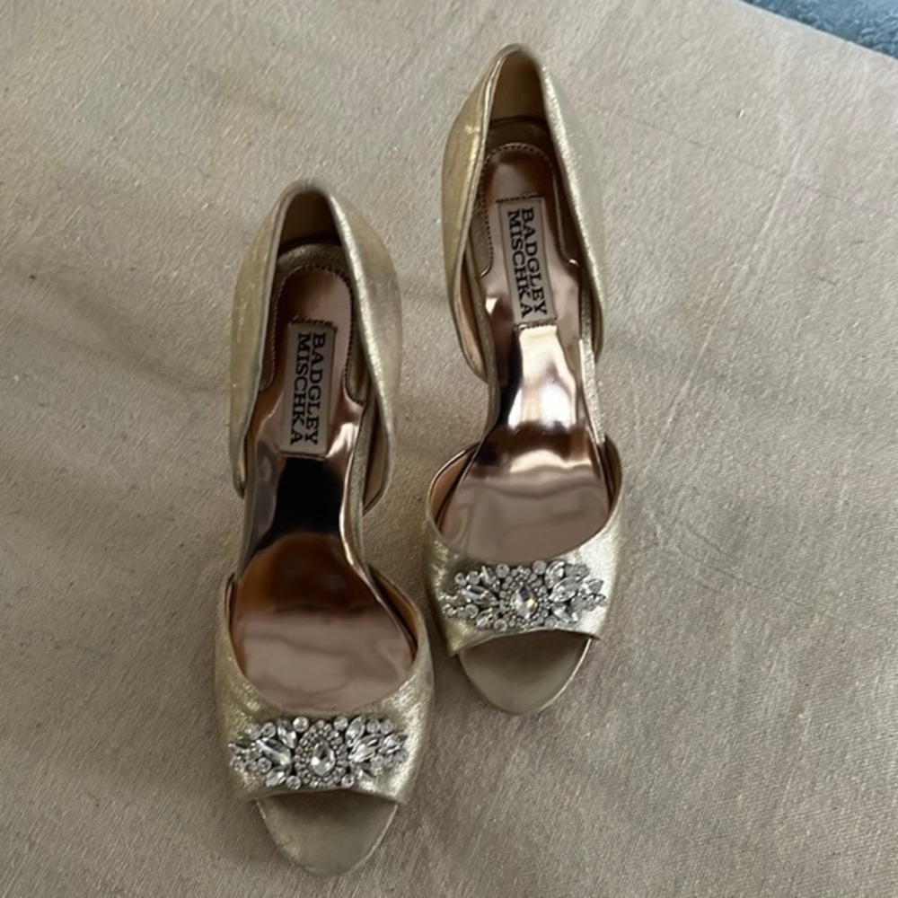 Badgley Mischka Jeweled Peep Toe D’Orsay Giana II‎ Pumps Size 6-1/2